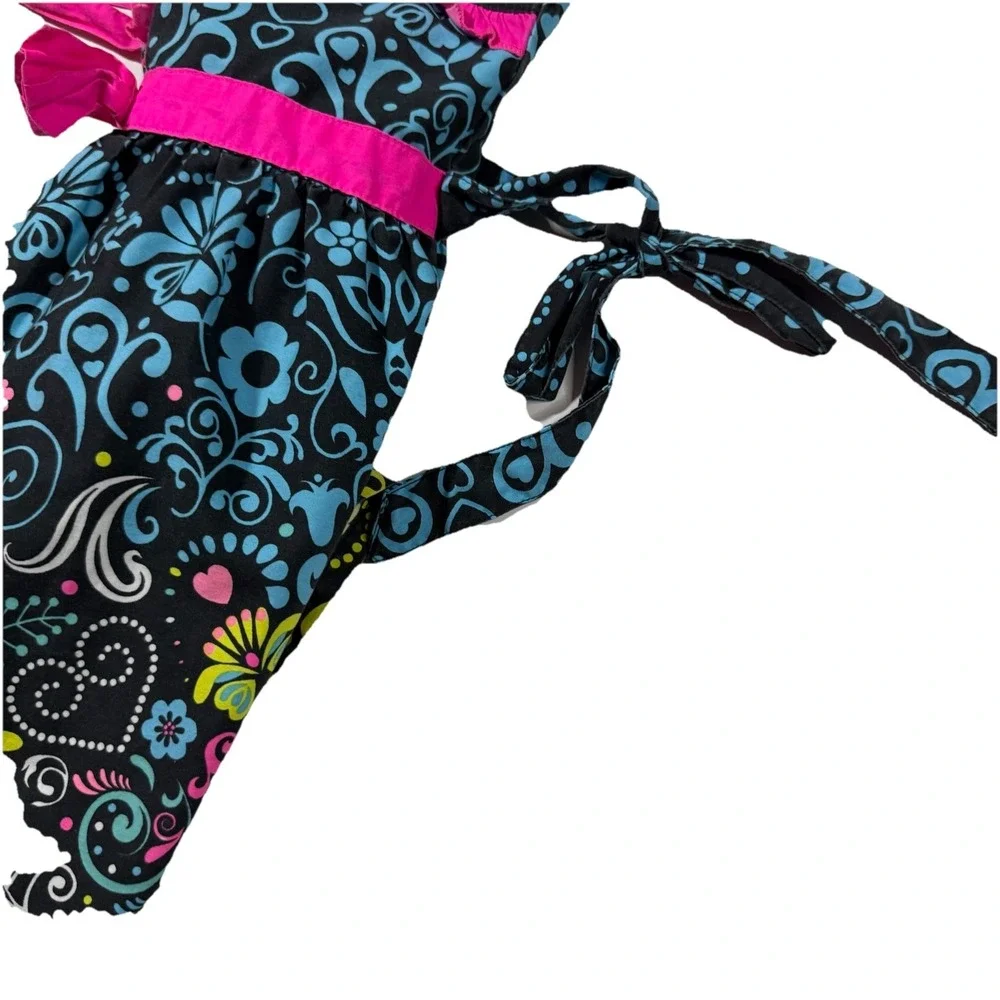 Sugah & Honey Girls Floral Paisley Sundress Boho Pink Straps Waist Sash Size 5